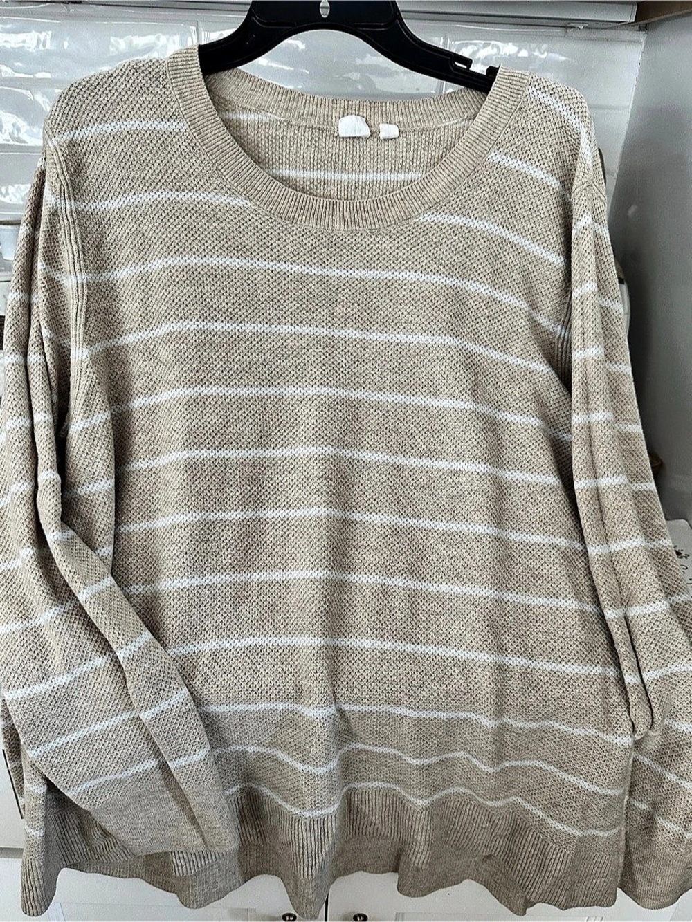 Gap Striped Crewneck Sweater Striped Crew Neck Sweater in Beige & White Like New